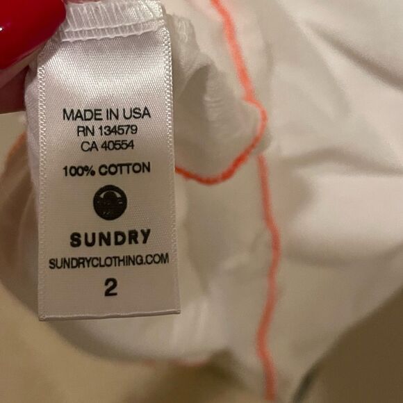 Sundry Take A Trip White Ombre Riviera Razor Back Tank Top with Orange Border - Picture 4 of 8